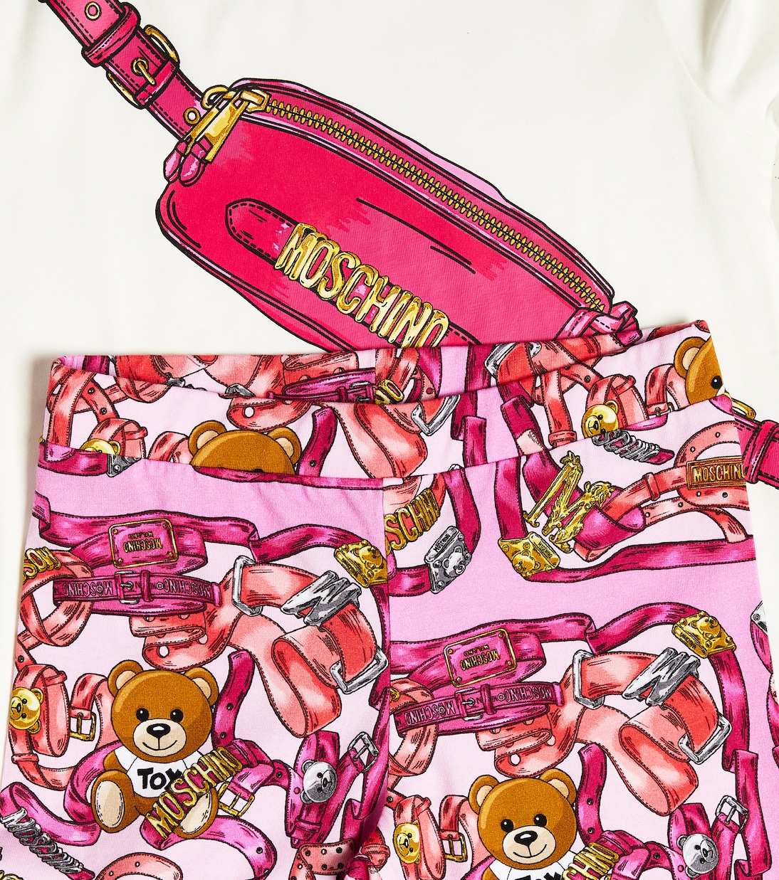 Printed cotton-blend top and leggings set | Moschino Kids