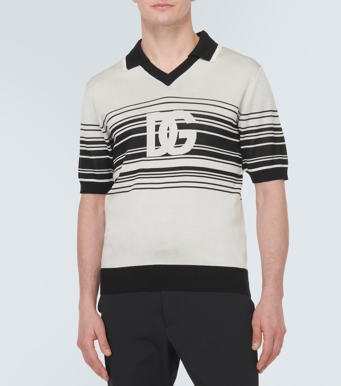 Polohemd aus Seiden-Jacquard | Dolce&Gabbana