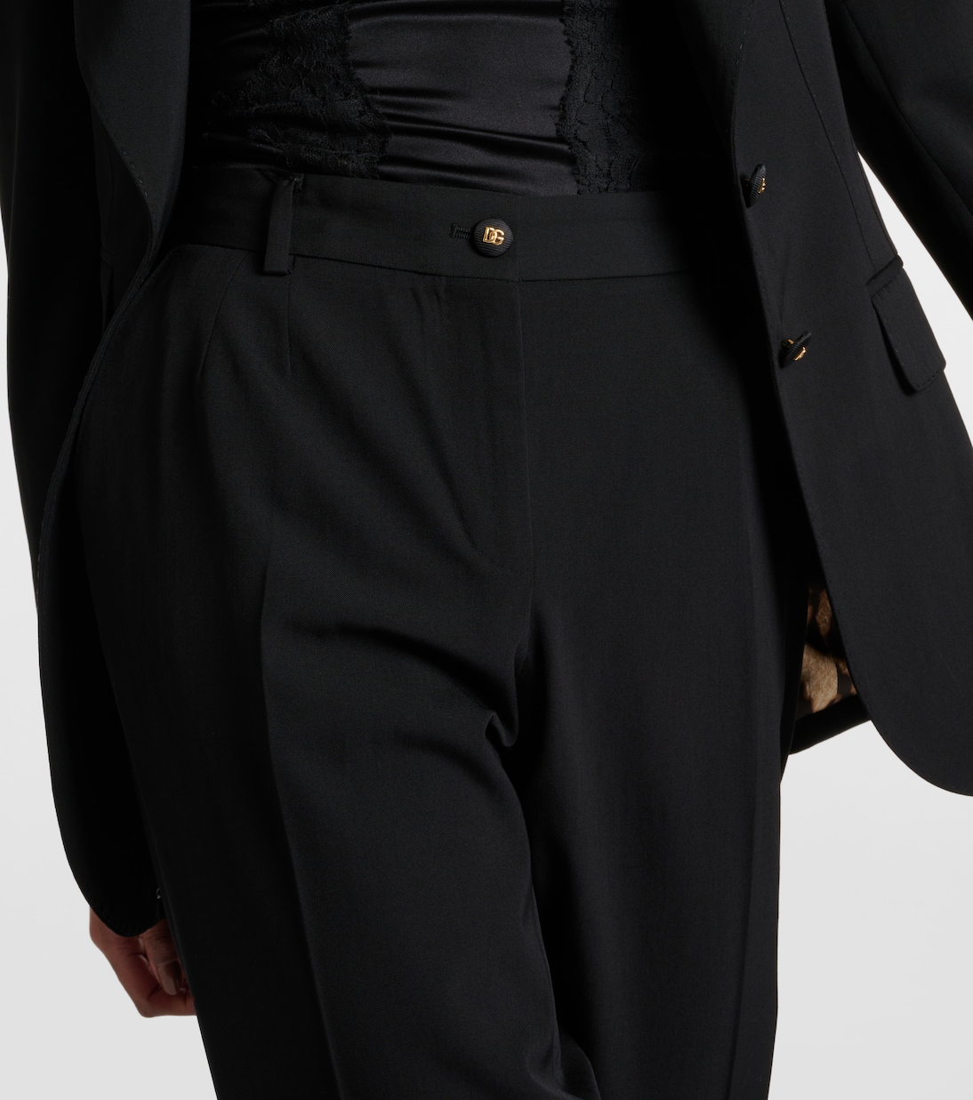 Pantalones ajustados modernos de corte bajo en mezcla de lana por Dolce&Gabbana para jóvenes