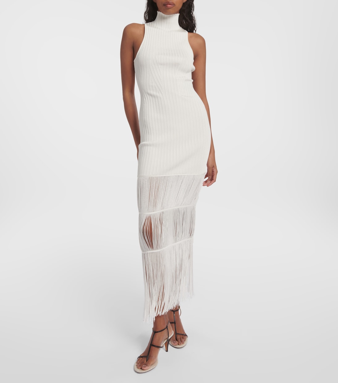 Vestido largo Zare acanalado con flecos | Khaite