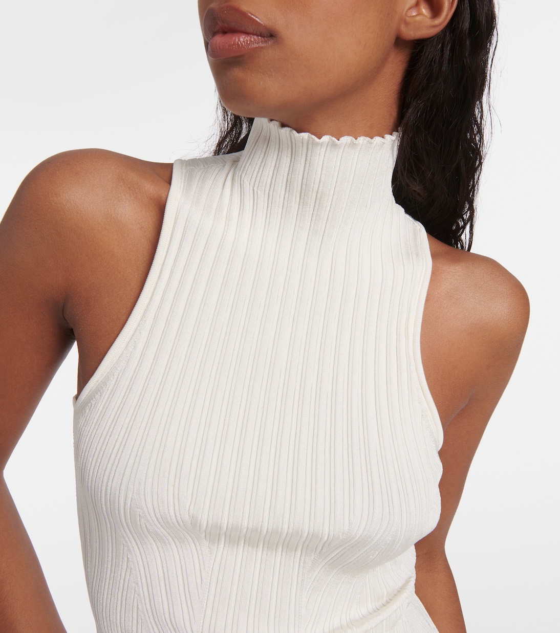 Vestido largo Zare acanalado con flecos | Khaite