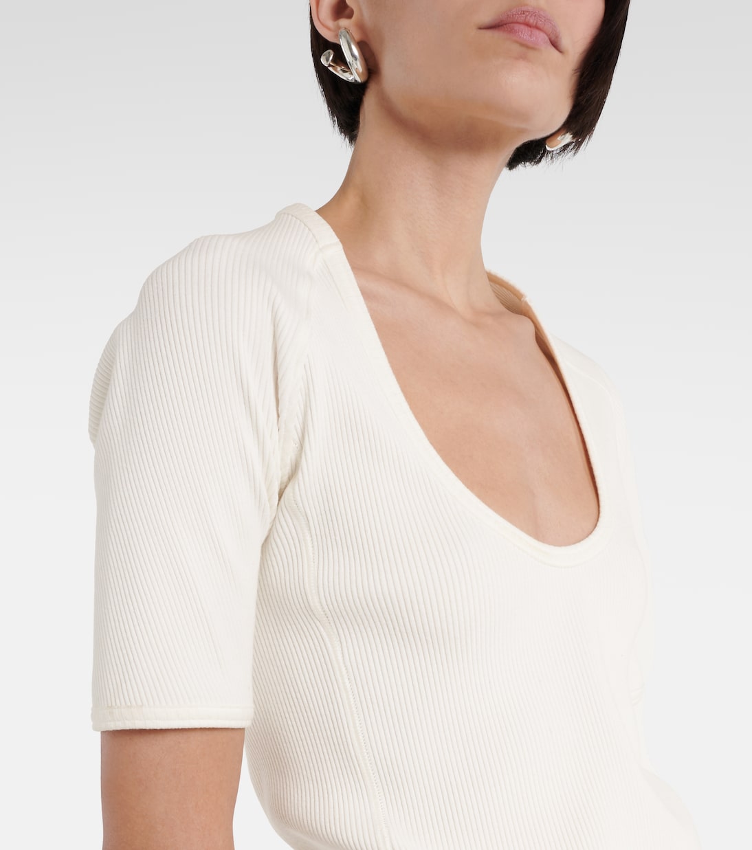 Top in jersey di misto cotone a coste | Bottega Veneta