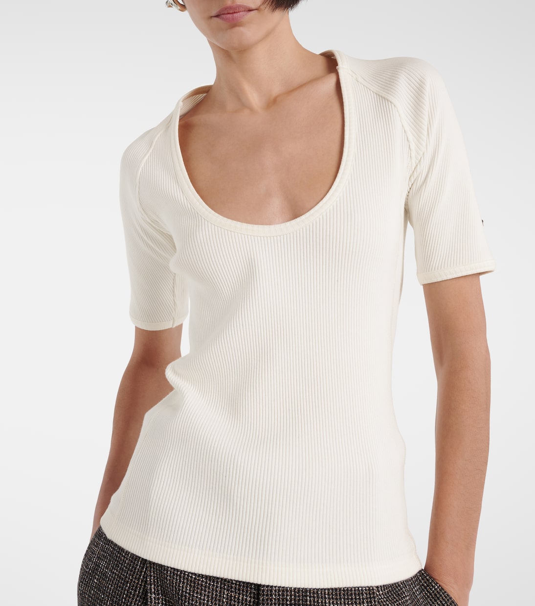 Top in jersey di misto cotone a coste | Bottega Veneta