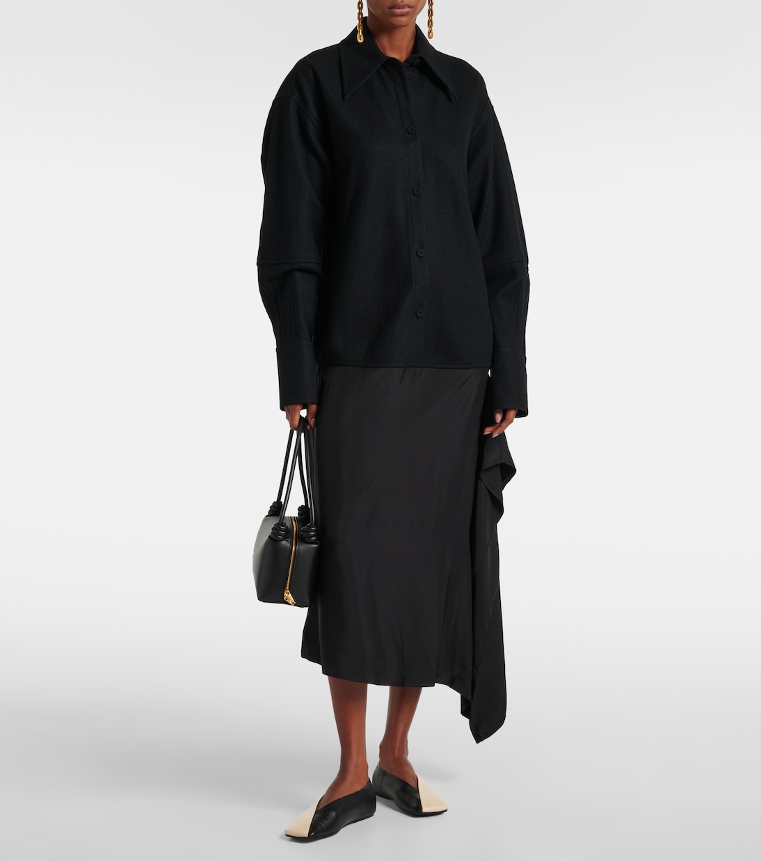 Robe chemise asymétrique en laine | Jil Sander