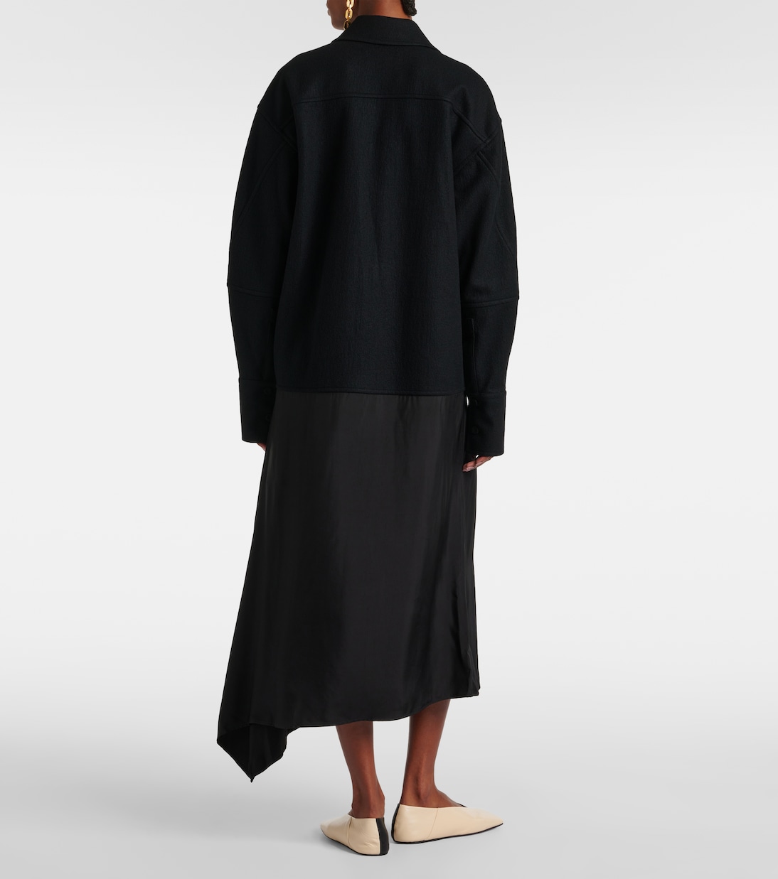 Robe chemise asymétrique en laine | Jil Sander