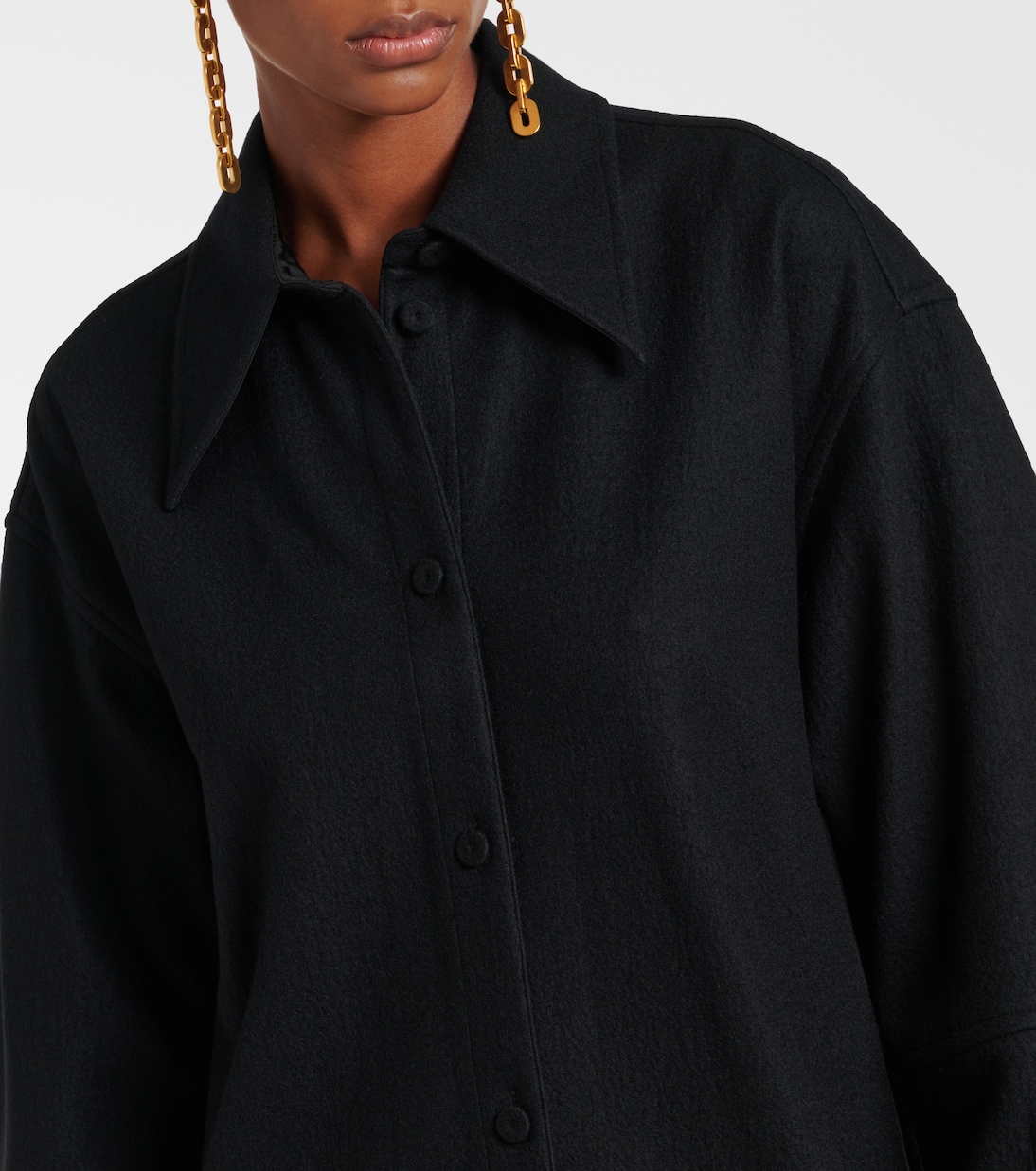 Robe chemise asymétrique en laine | Jil Sander
