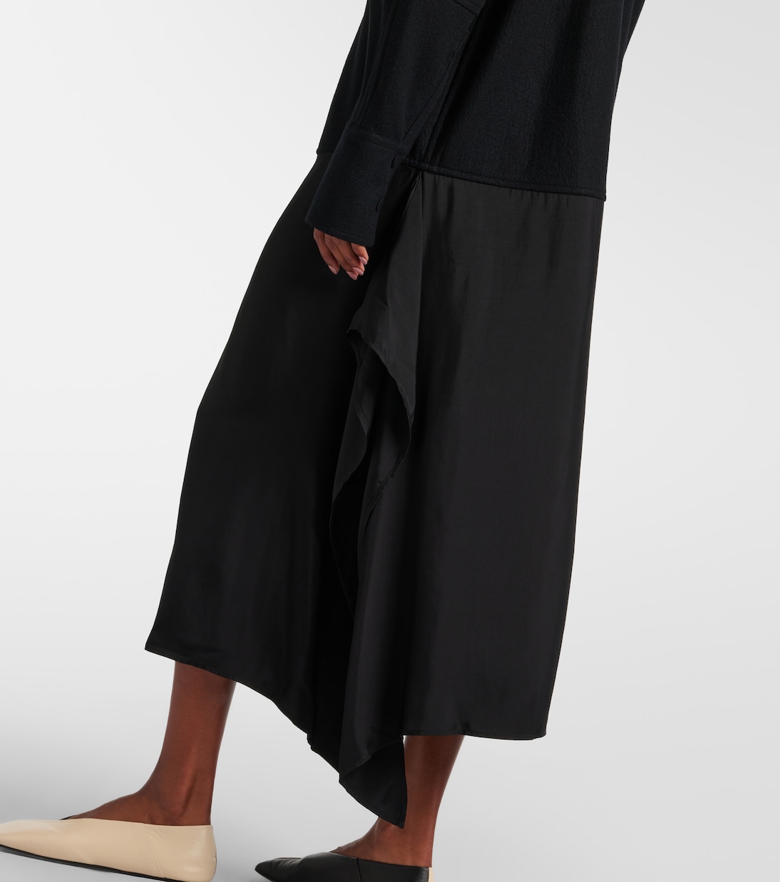Robe chemise asymétrique en laine | Jil Sander