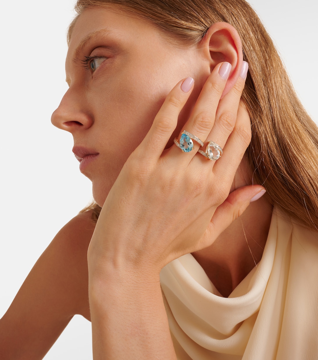 Anello Slanted in oro 14kt con topazio e ametista | Mateo