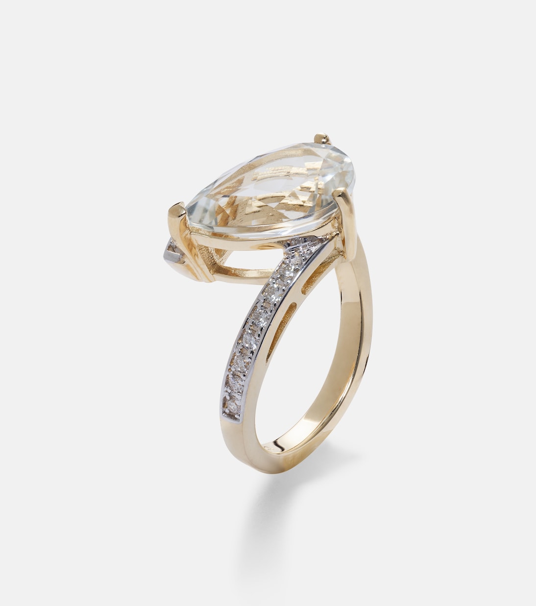 Anello Slanted in oro 14kt con topazio e ametista | Mateo