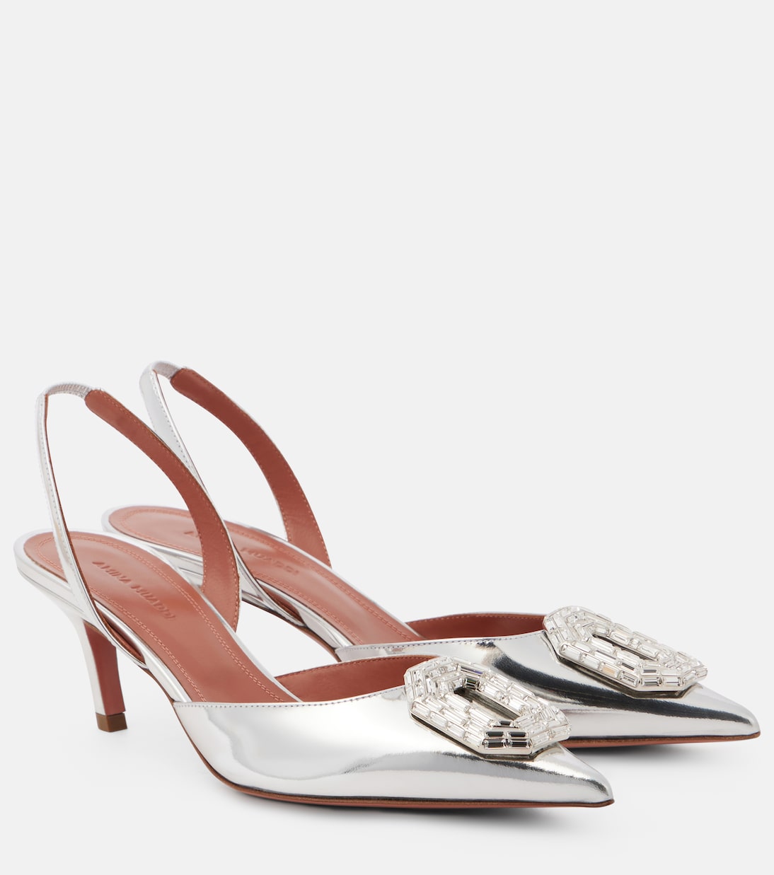 Slingback-Pumps Camelia 60 aus Metallic-Leder | Amina Muaddi