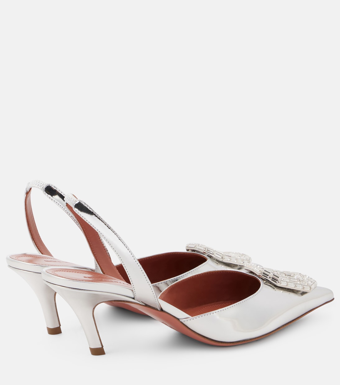Slingback-Pumps Camelia 60 aus Metallic-Leder | Amina Muaddi