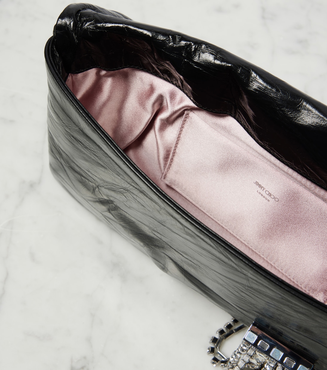 Clutch Zandra in pelle con cristalli | Jimmy Choo