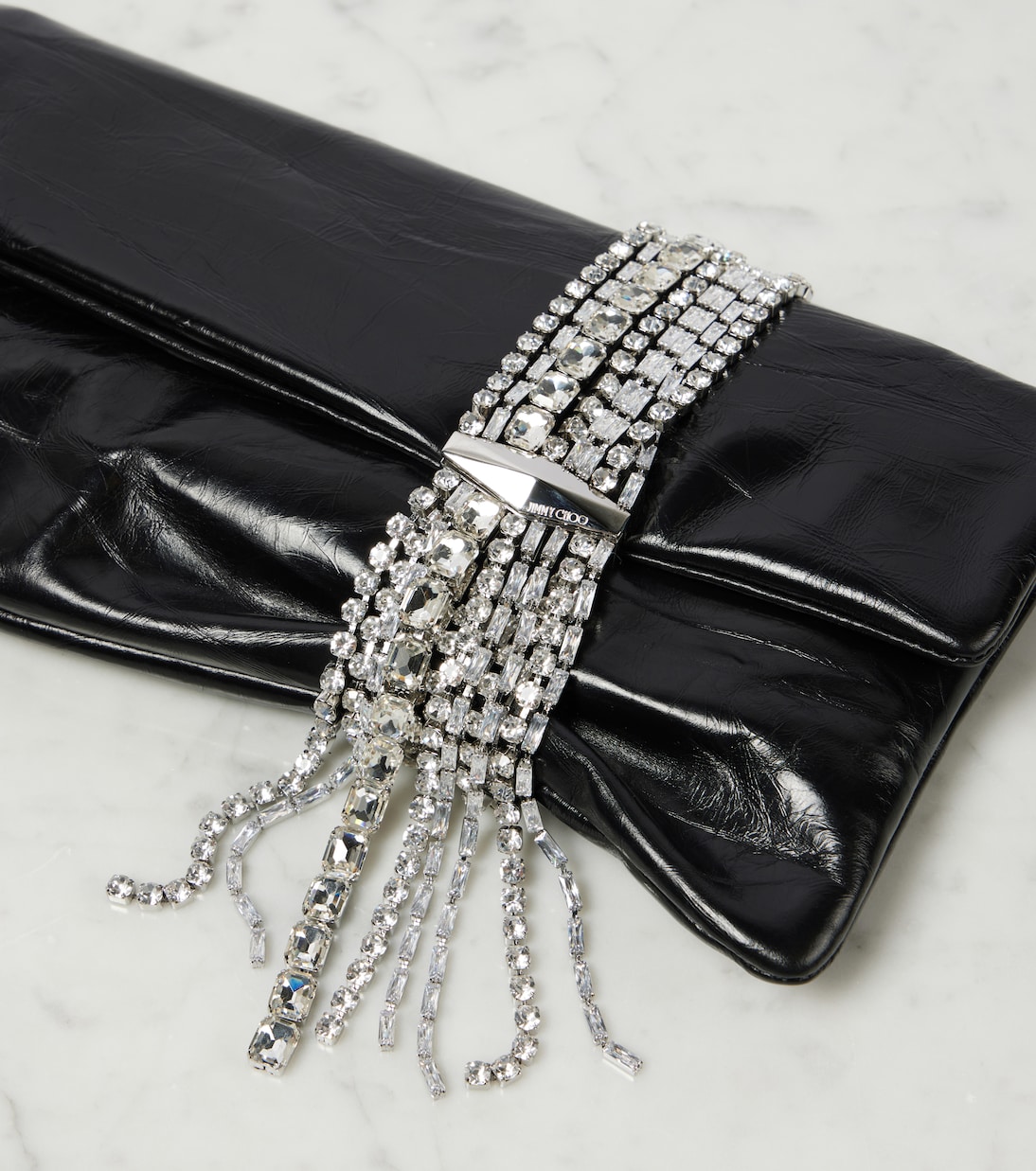 Clutch Zandra in pelle con cristalli | Jimmy Choo