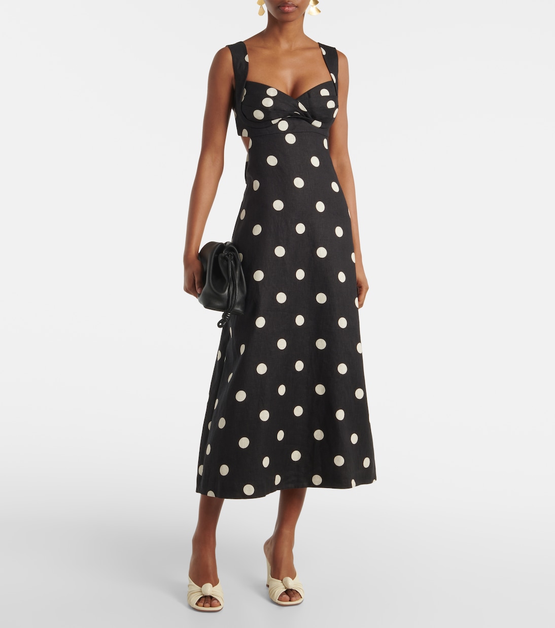 Abito midi Crush in lino a pois | Zimmermann
