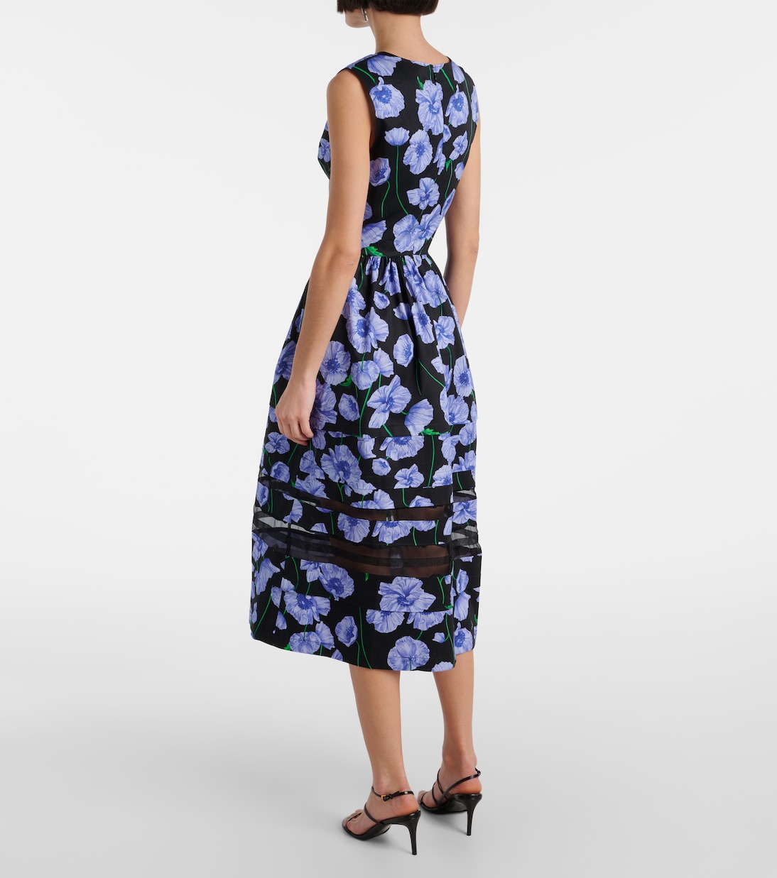 Floral belted cotton-blend midi dress | Carolina Herrera