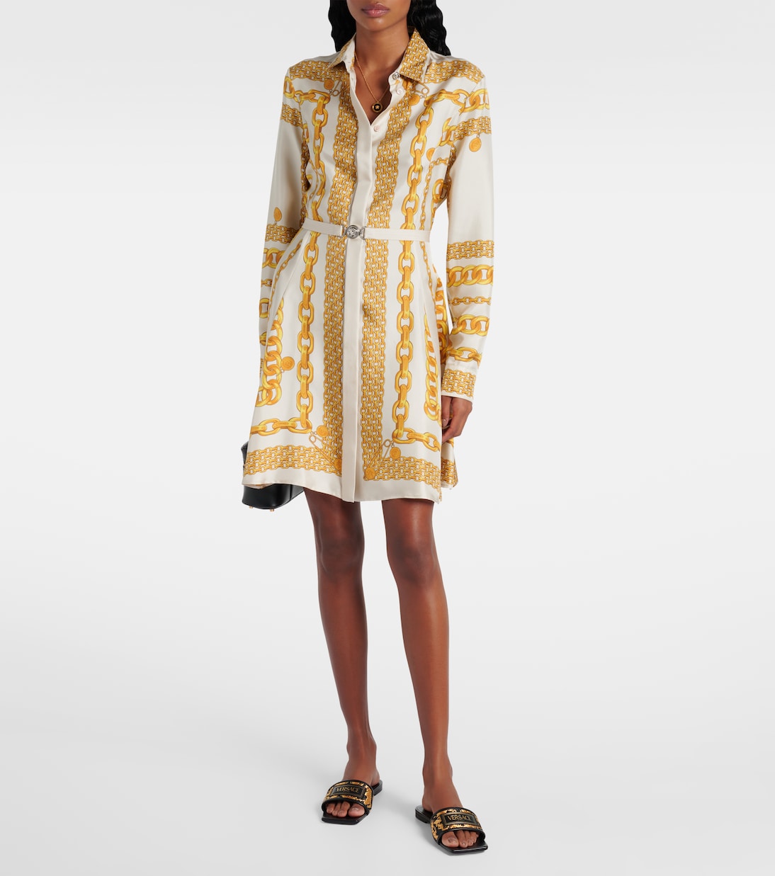 Theia Barocco raffia-effect slides | Versace