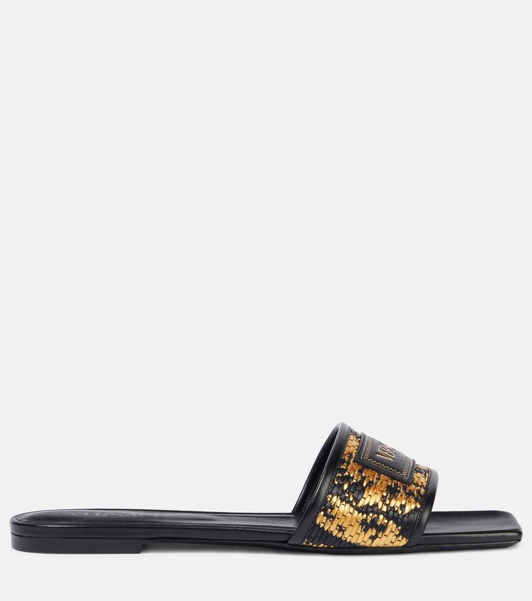 Theia Barocco raffia-effect slides | Versace