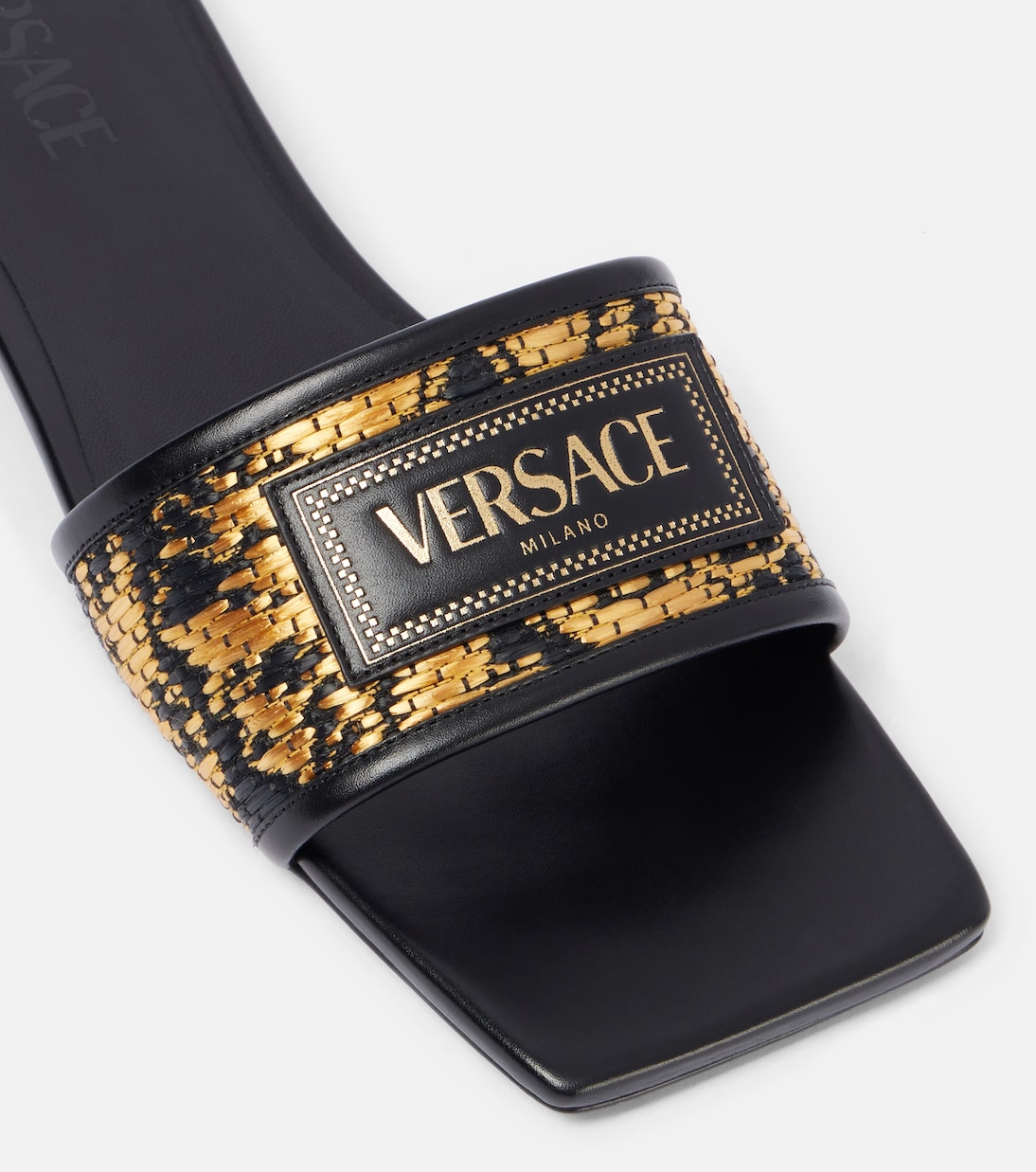 Theia Barocco raffia-effect slides | Versace