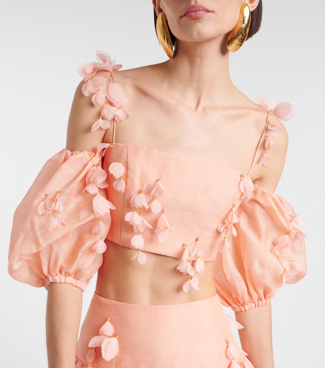 Crop top Dawning de lino y seda | Zimmermann