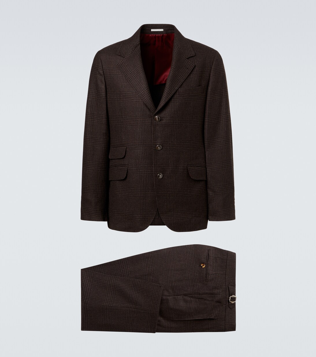 Abito in twill di lana, cashmere e seta a quadri | Brunello Cucinelli