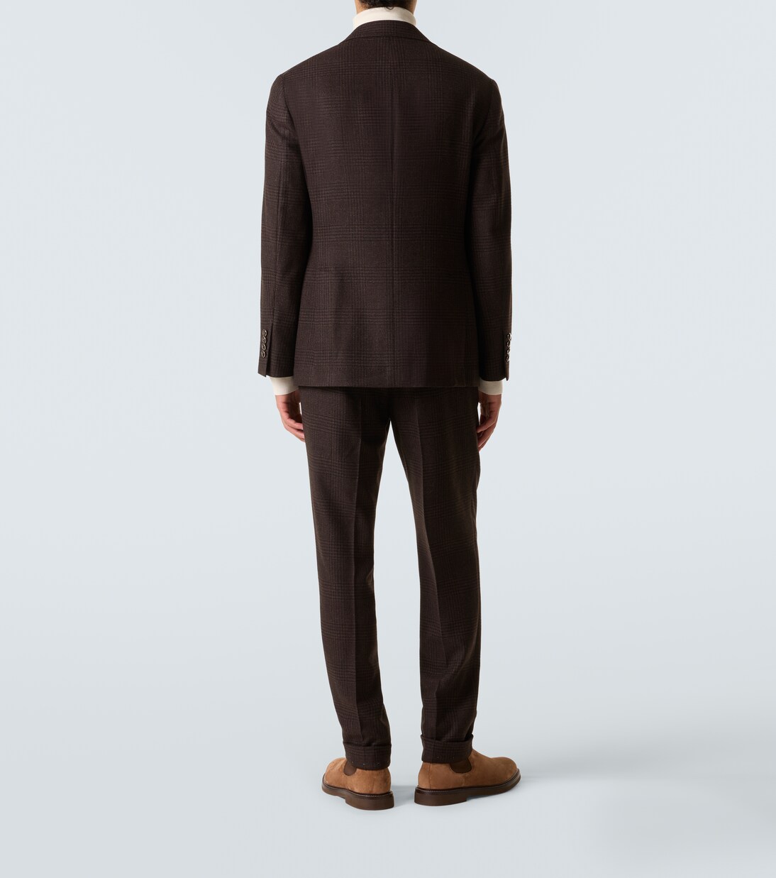 Abito in twill di lana, cashmere e seta a quadri | Brunello Cucinelli