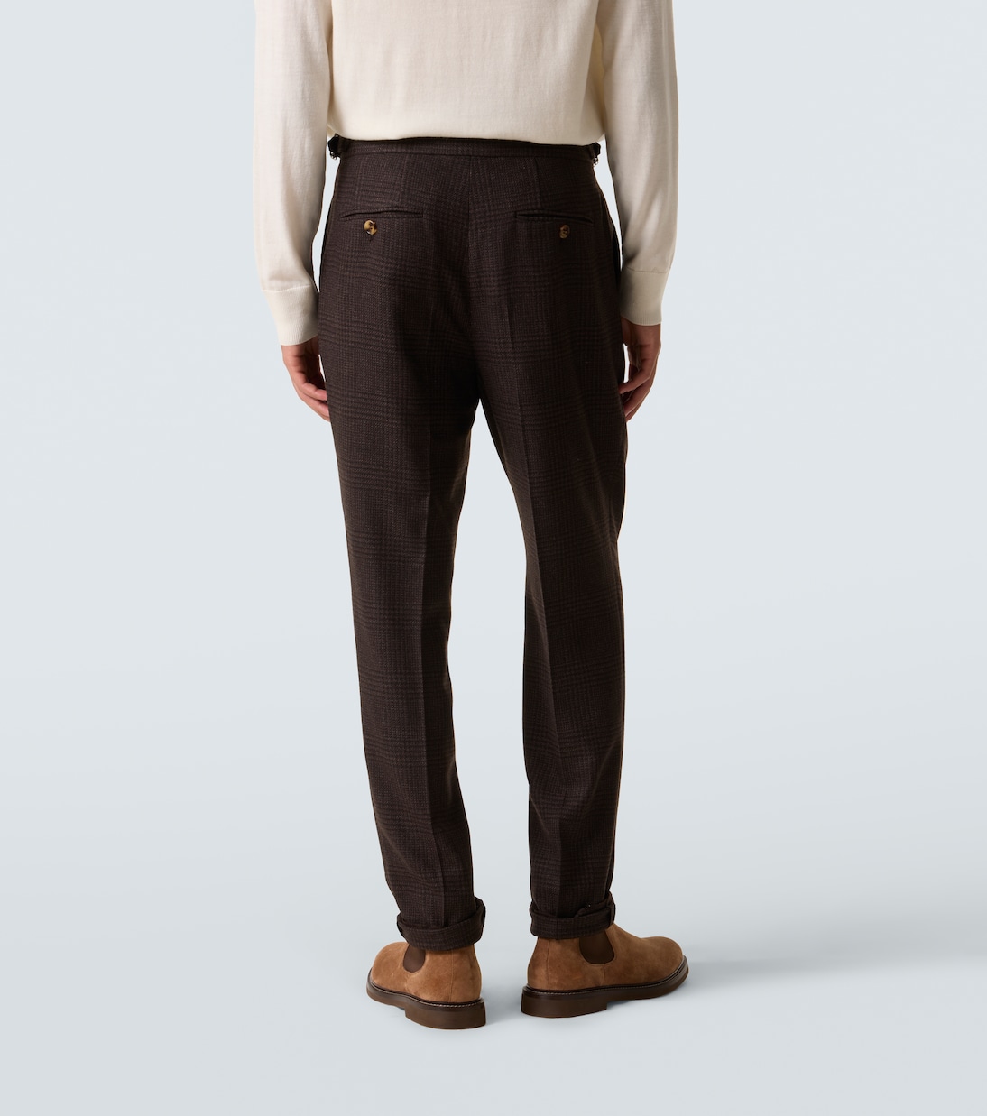 Abito in twill di lana, cashmere e seta a quadri | Brunello Cucinelli