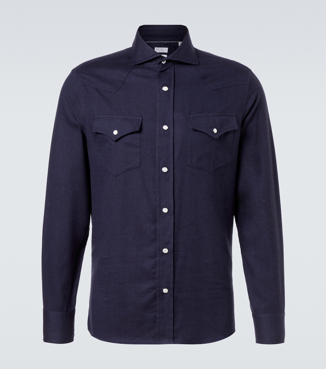 Chevron cotton-blend flannel shirt | Brunello Cucinelli