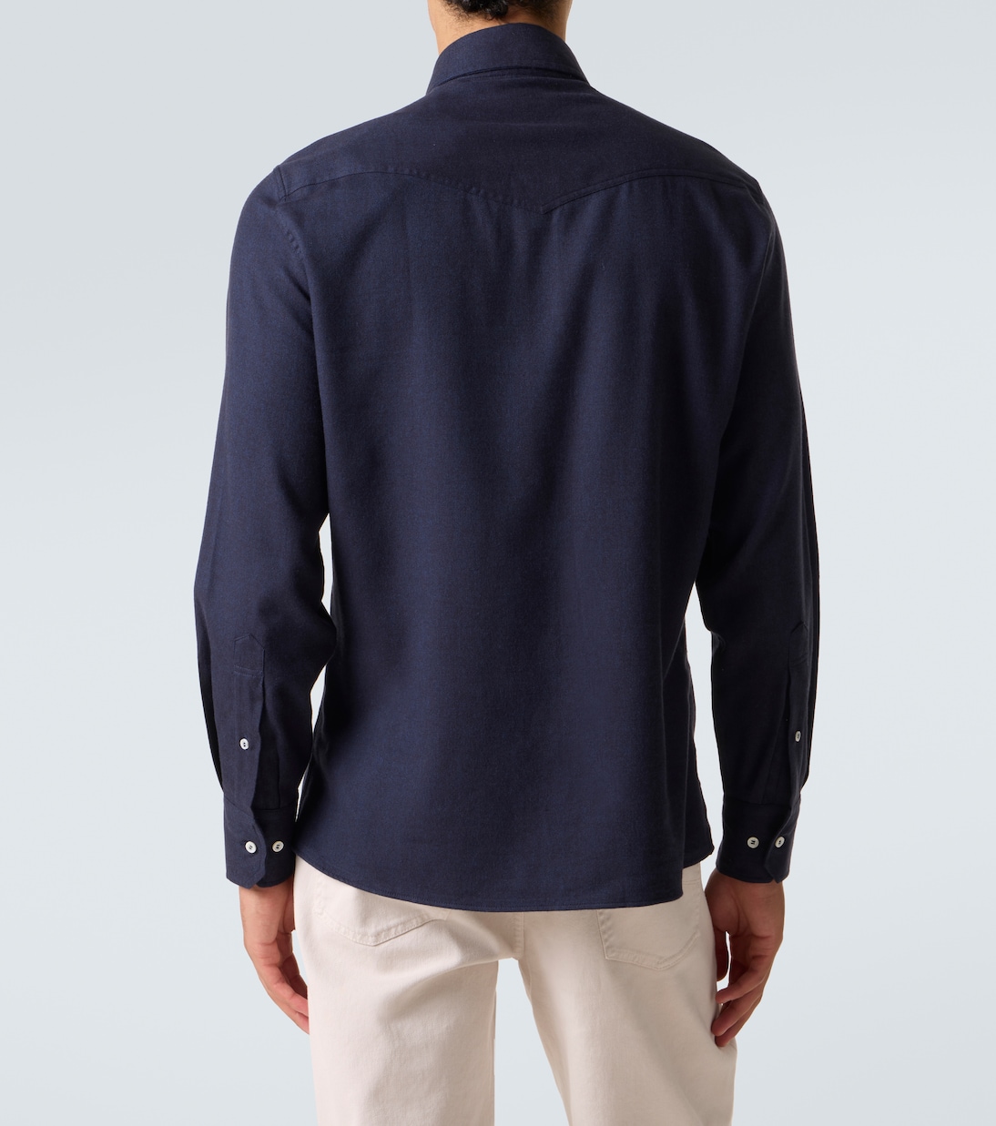 Chevron cotton-blend flannel shirt | Brunello Cucinelli