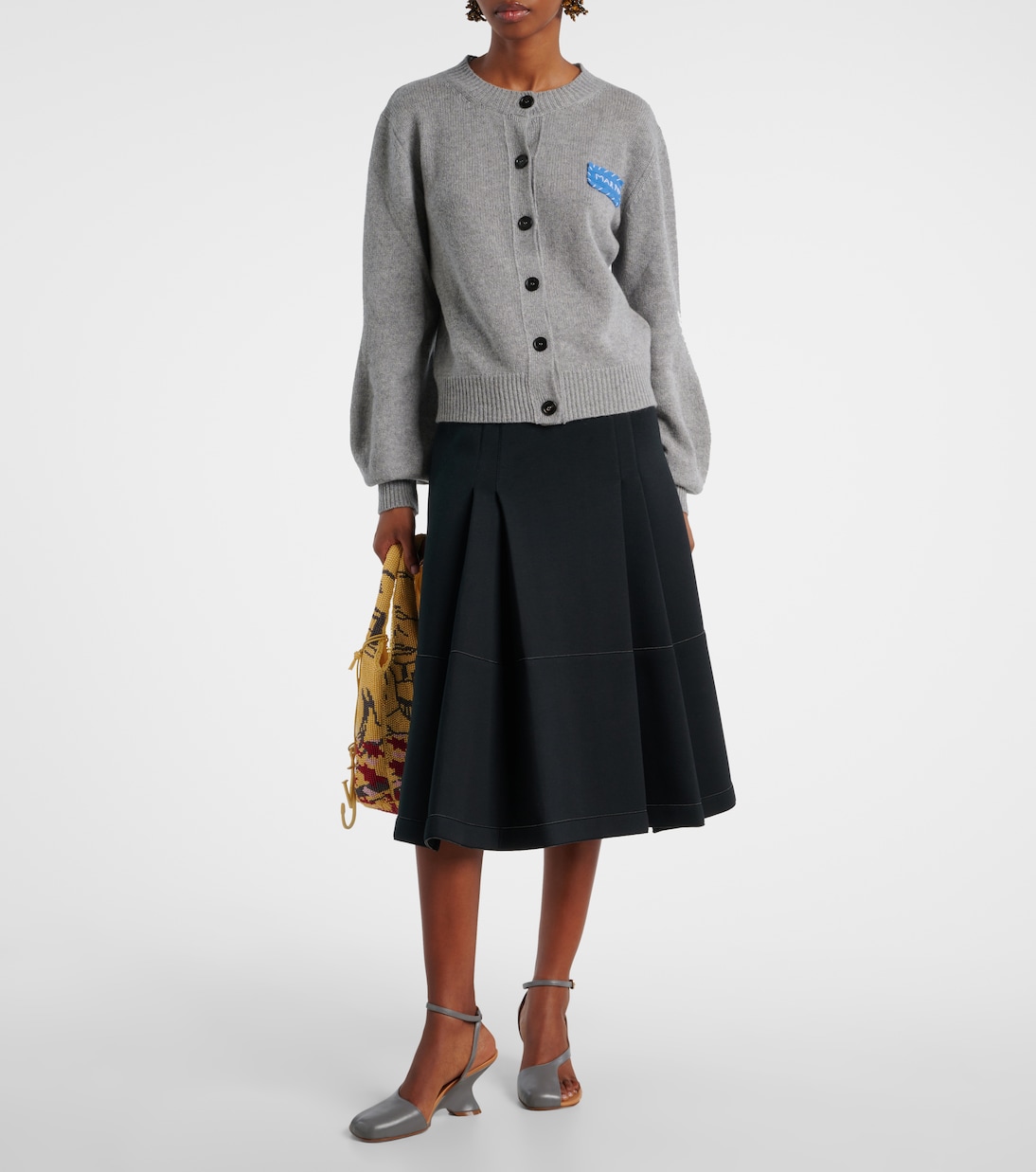 Tiered cotton-blend midi skirt | Marni