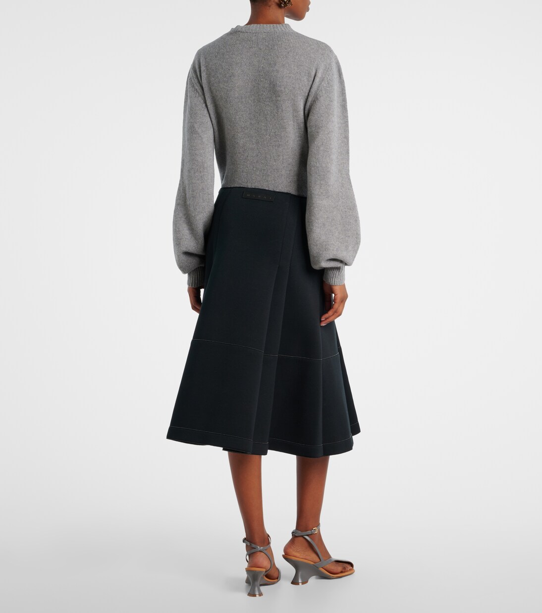 Tiered cotton-blend midi skirt | Marni