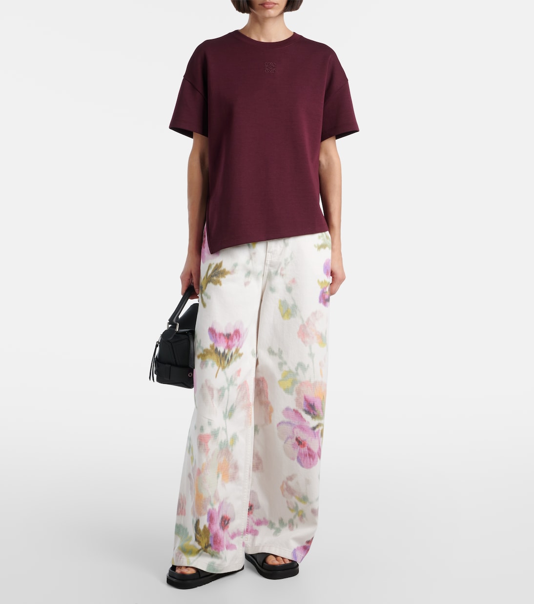 Anagram asymmetric cotton-blend T-shirt | Loewe