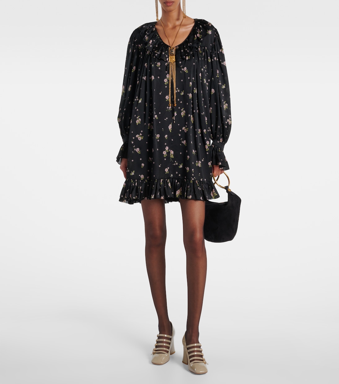 Gathered silk charmeuse minidress | Chloé