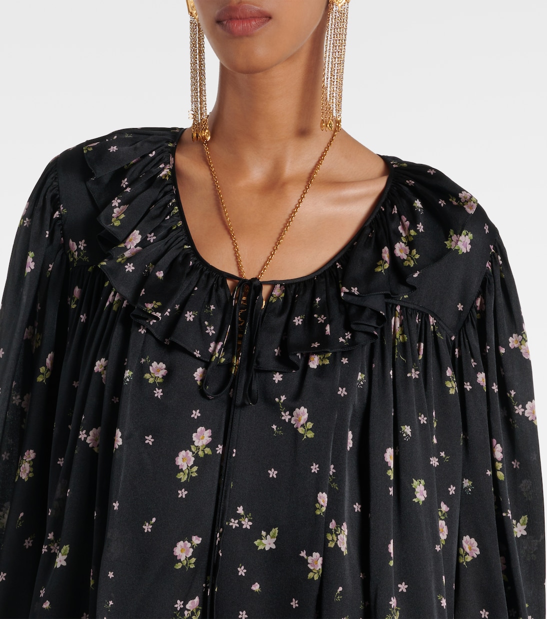 Gathered silk charmeuse minidress | Chloé