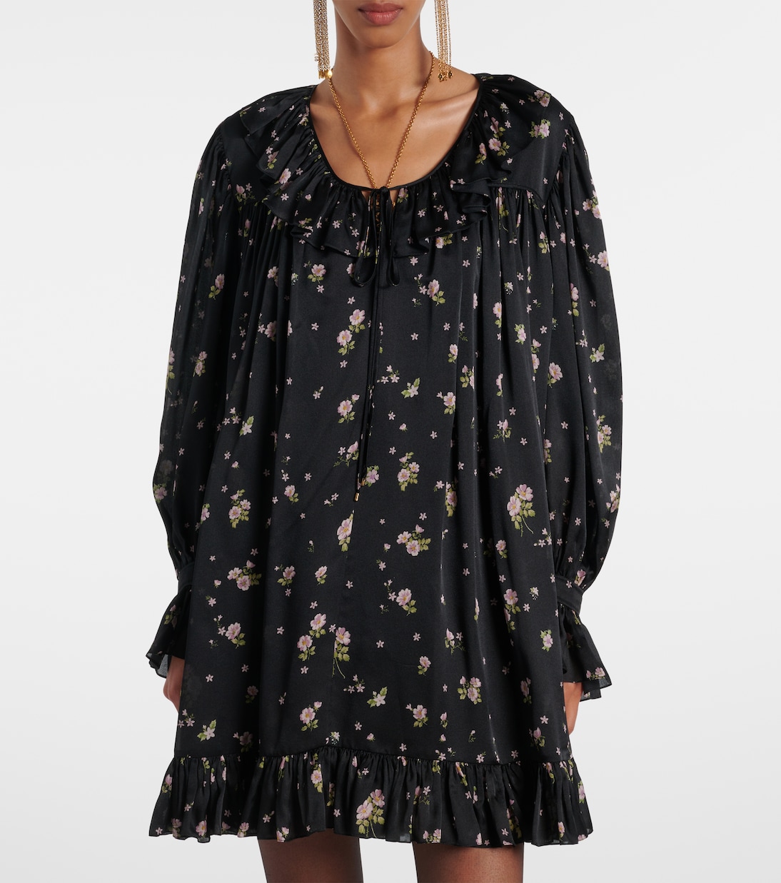 Gathered silk charmeuse minidress | Chloé