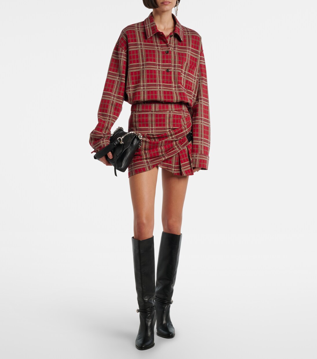 Gisen belted plaid cotton miniskirt | Isabel Marant