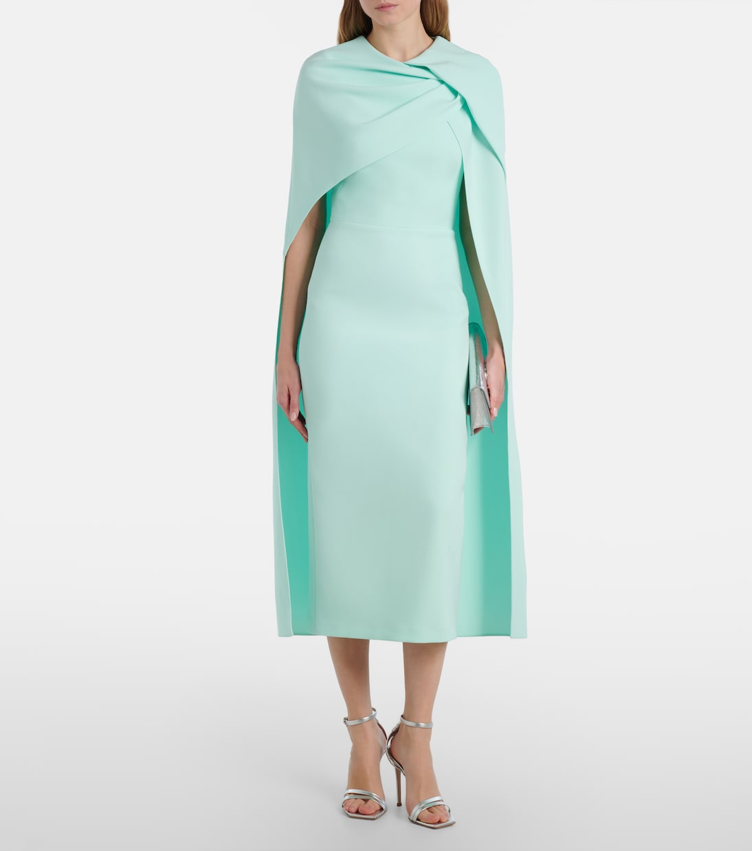 Oria caped crêpe midi dress | Safiyaa