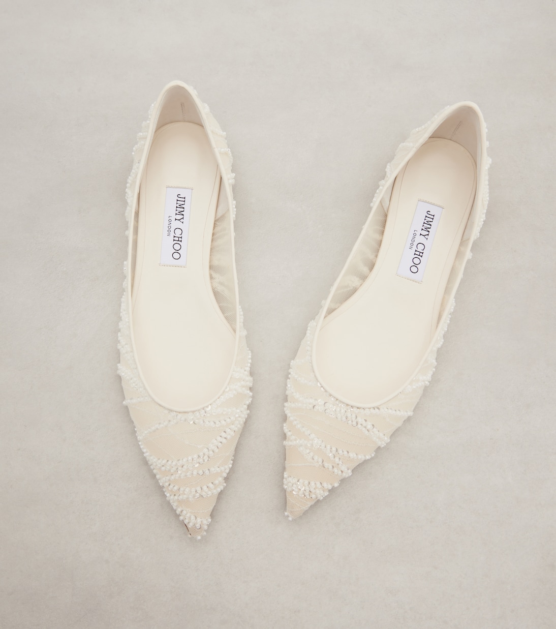 Love embellished mesh ballet flats | Jimmy Choo