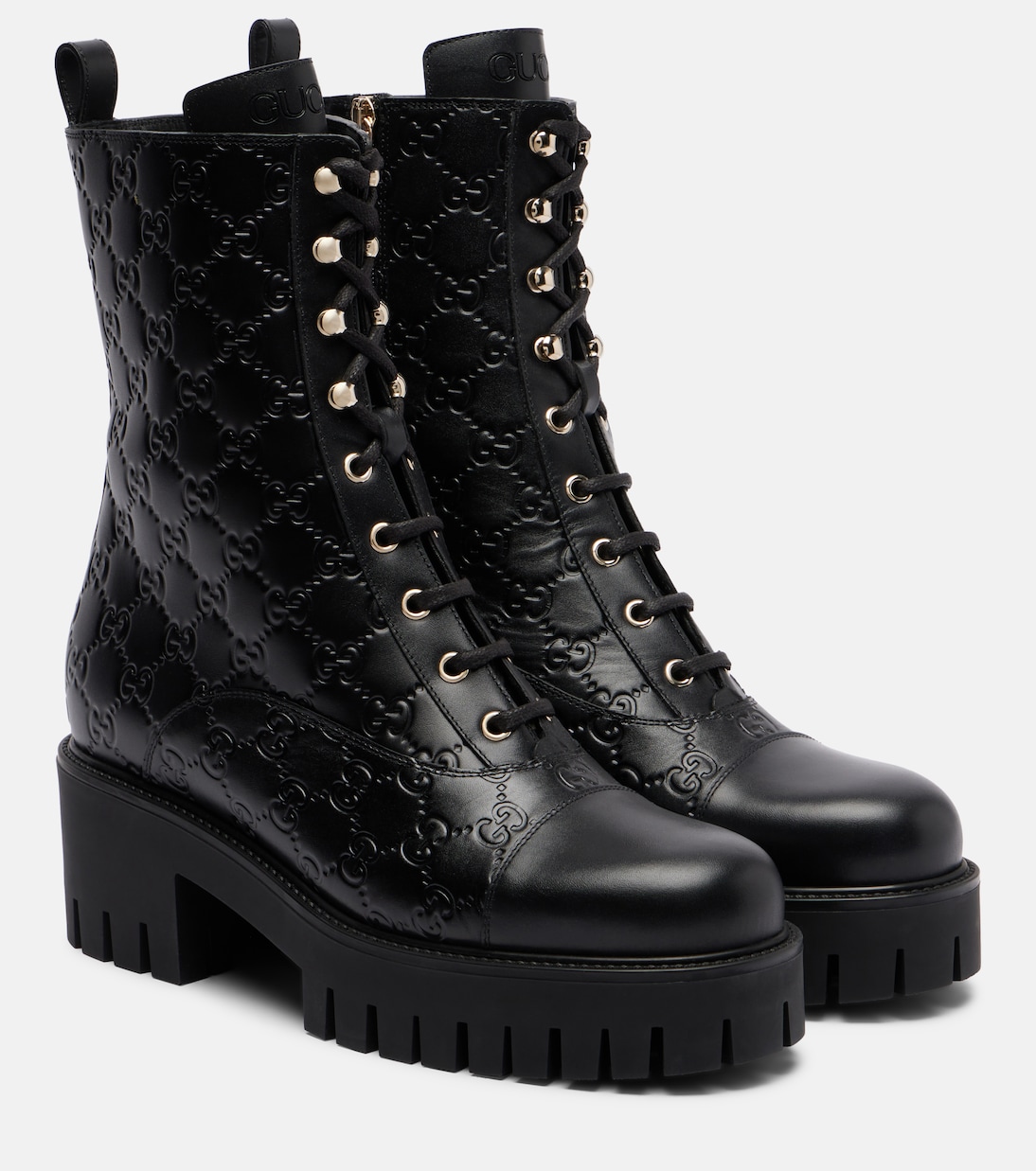 GG leather lace-up boots | Gucci