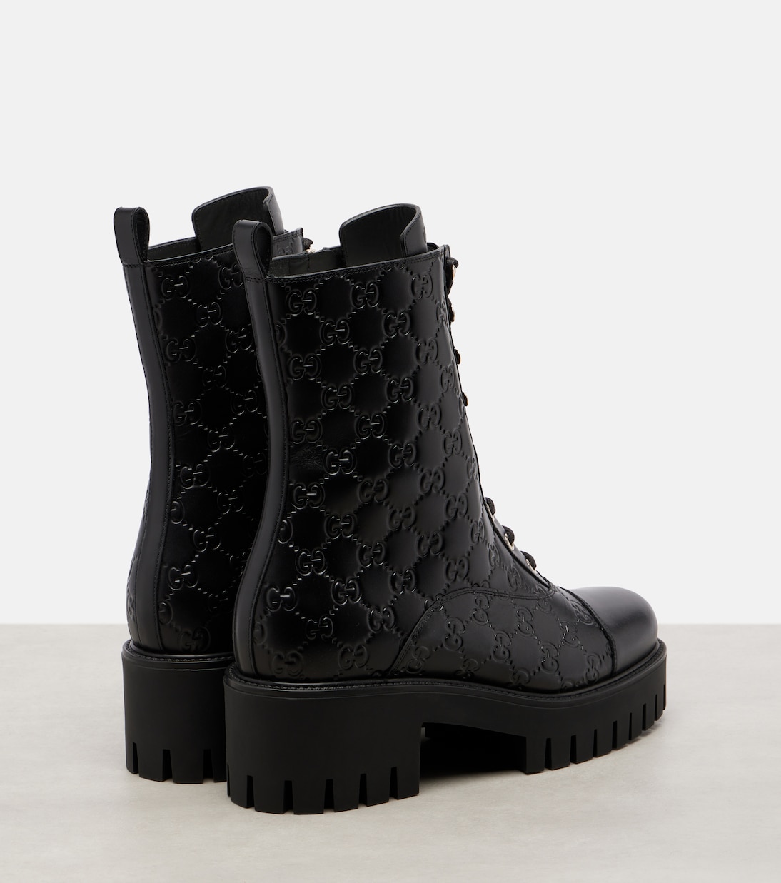 GG leather lace-up boots | Gucci