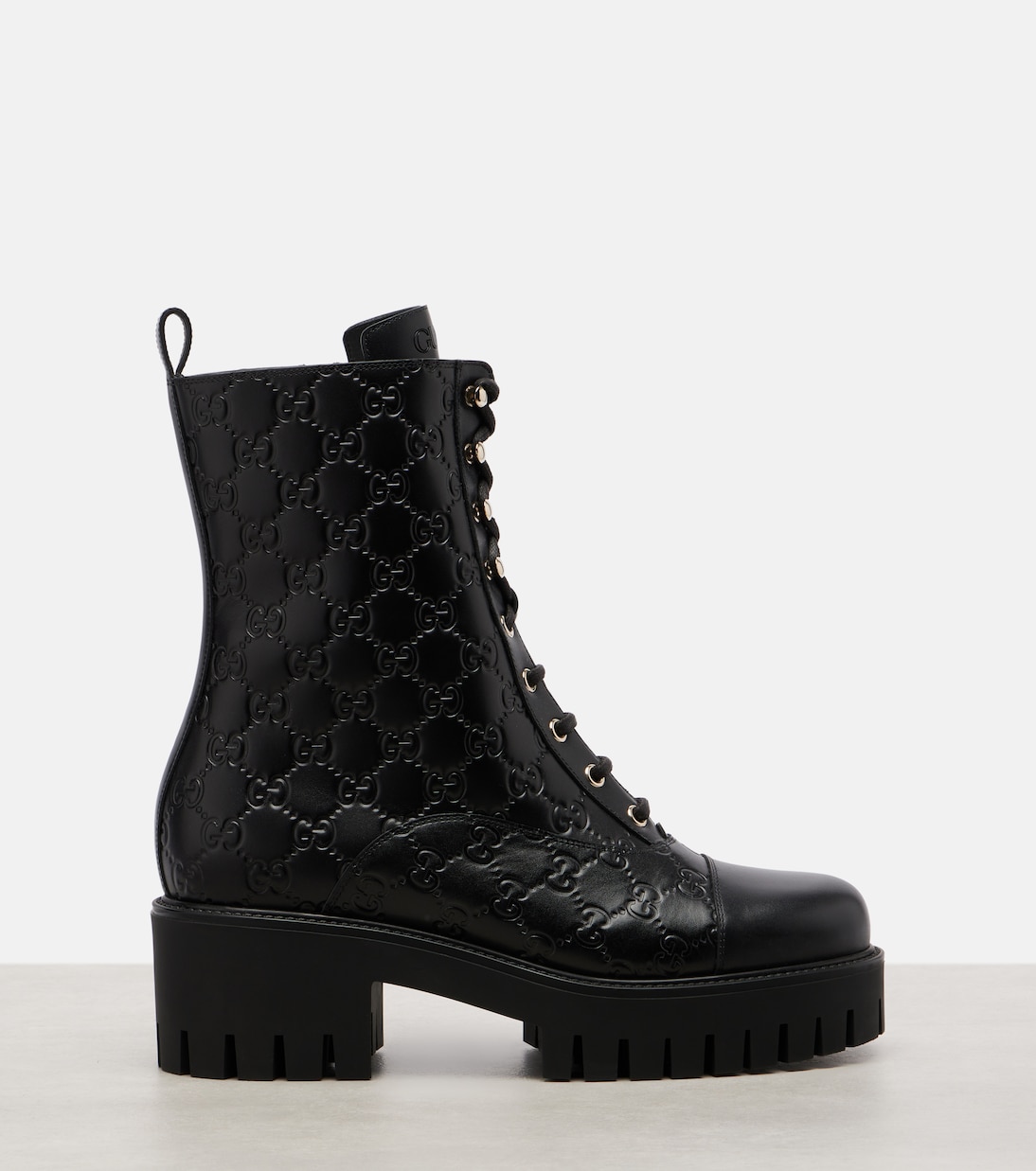 GG leather lace-up boots | Gucci
