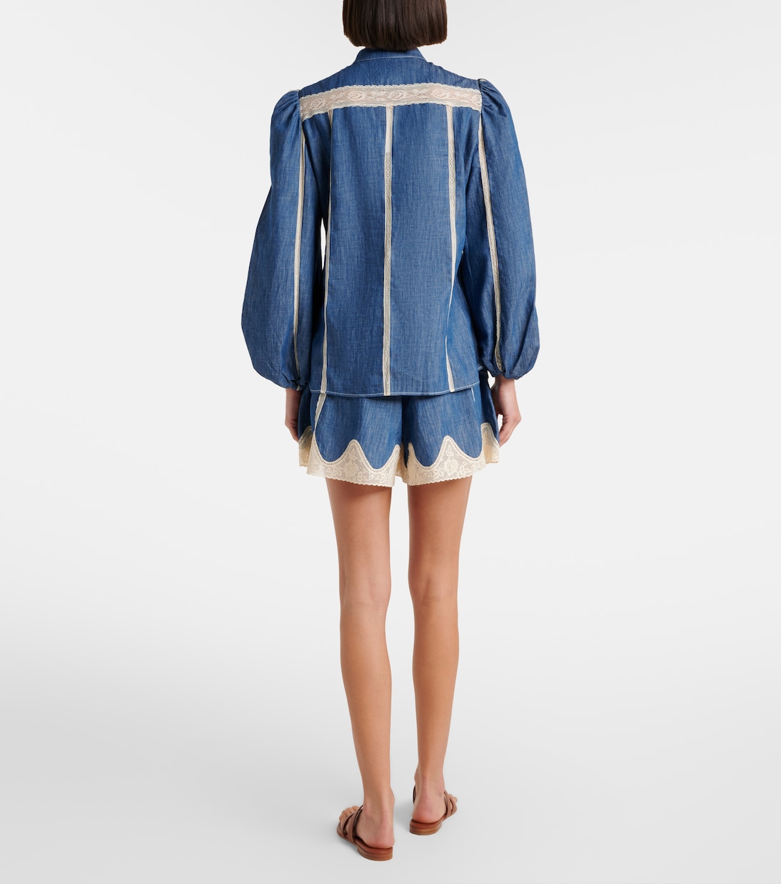 Awaken lace-trimmed denim shorts | Zimmermann