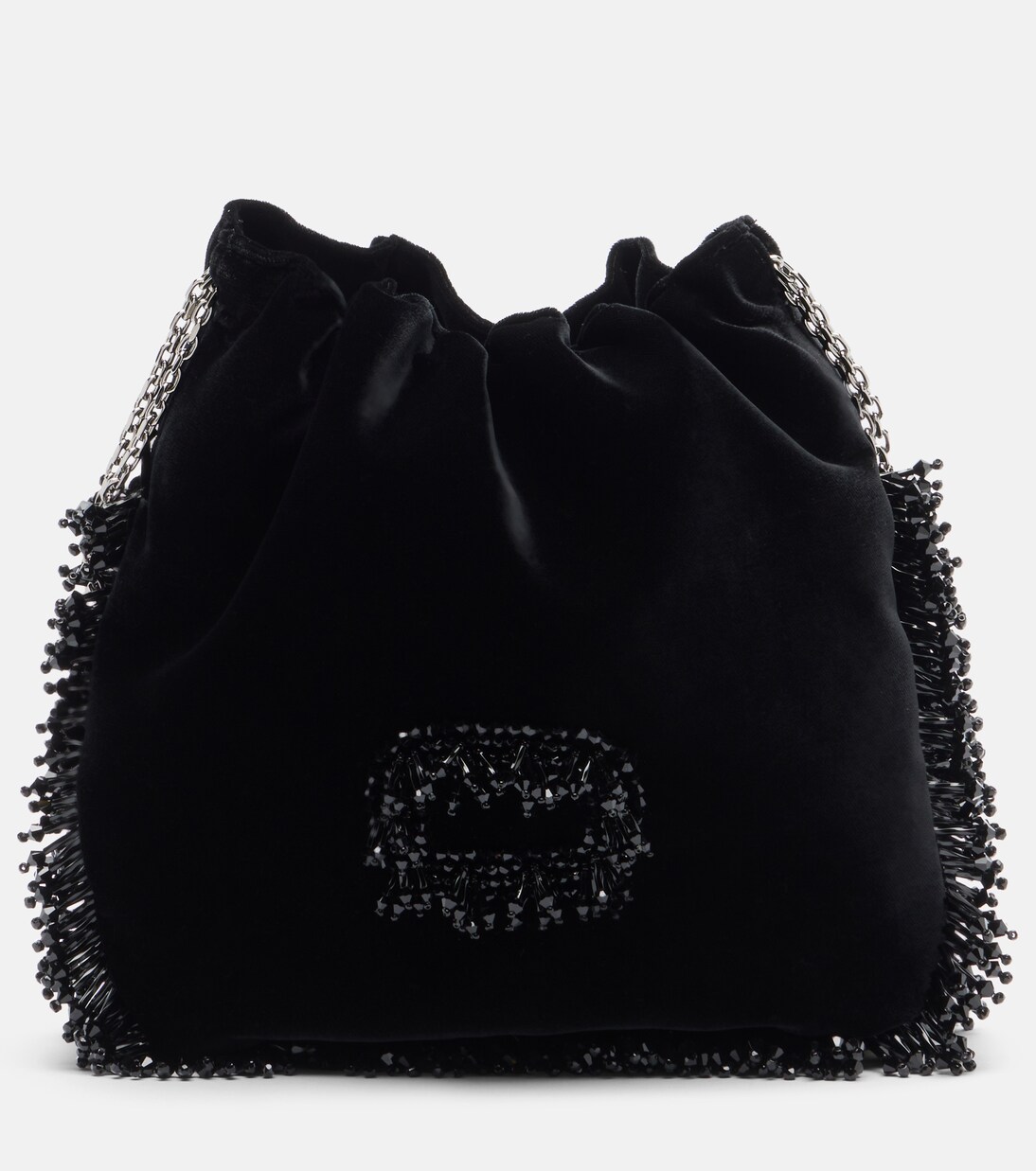 Pilgrim Mini beaded velvet bucket bag | Roger Vivier