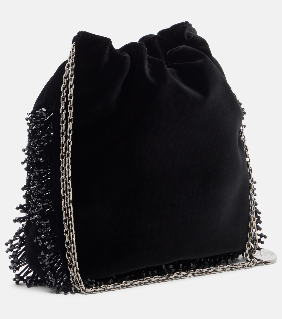 Pilgrim Mini beaded velvet bucket bag | Roger Vivier