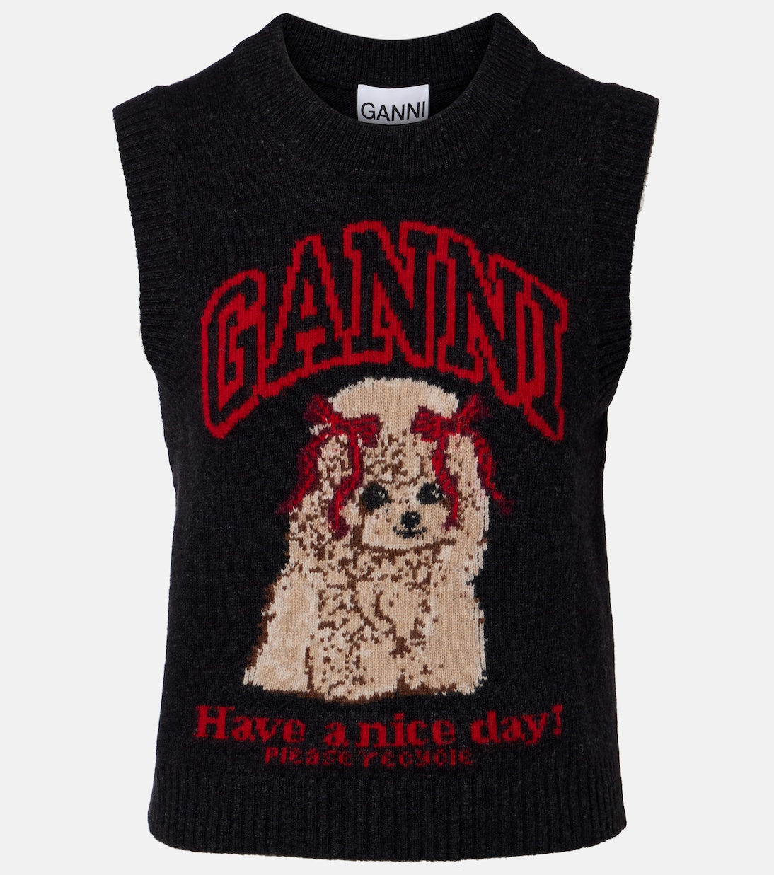 Printed wool-blend vest | Ganni