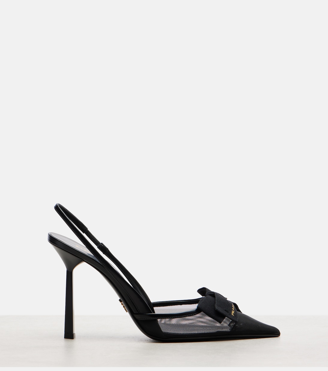 100 leather-trimmed mesh slingback pumps | Prada