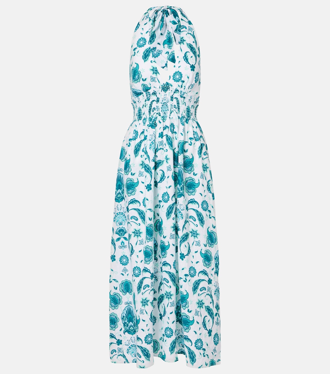 Kos paisley shirred linen maxi dress | Heidi Klein