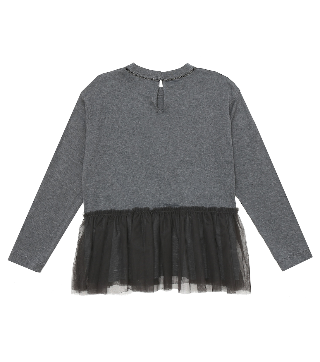Longsleeve aus Baumwolle mit Tüll | Brunello Cucinelli Kids