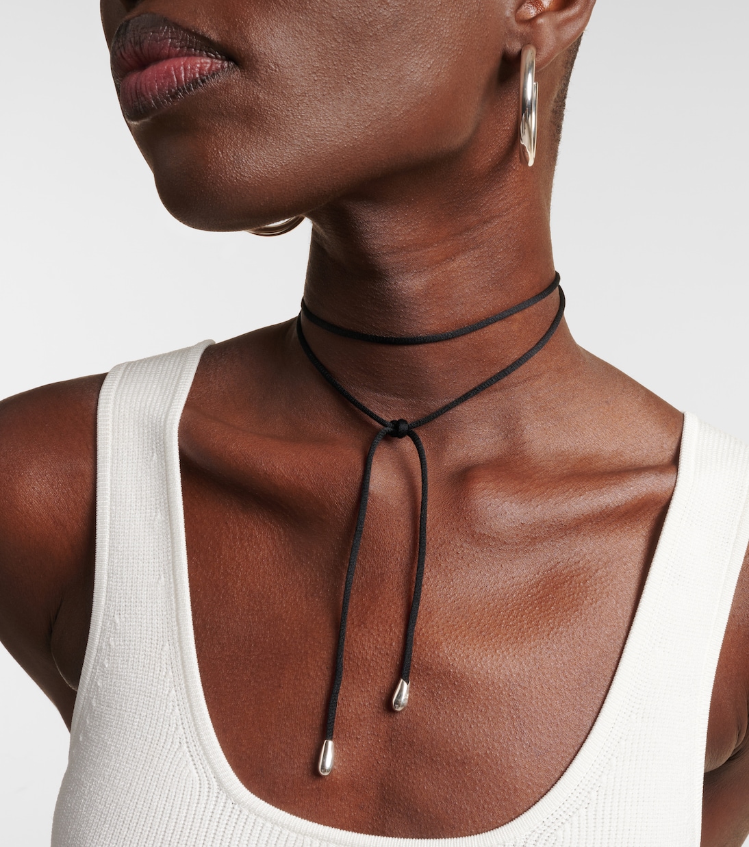 Elegant Shoelace sterling silver and silk choker | Sophie Buhai