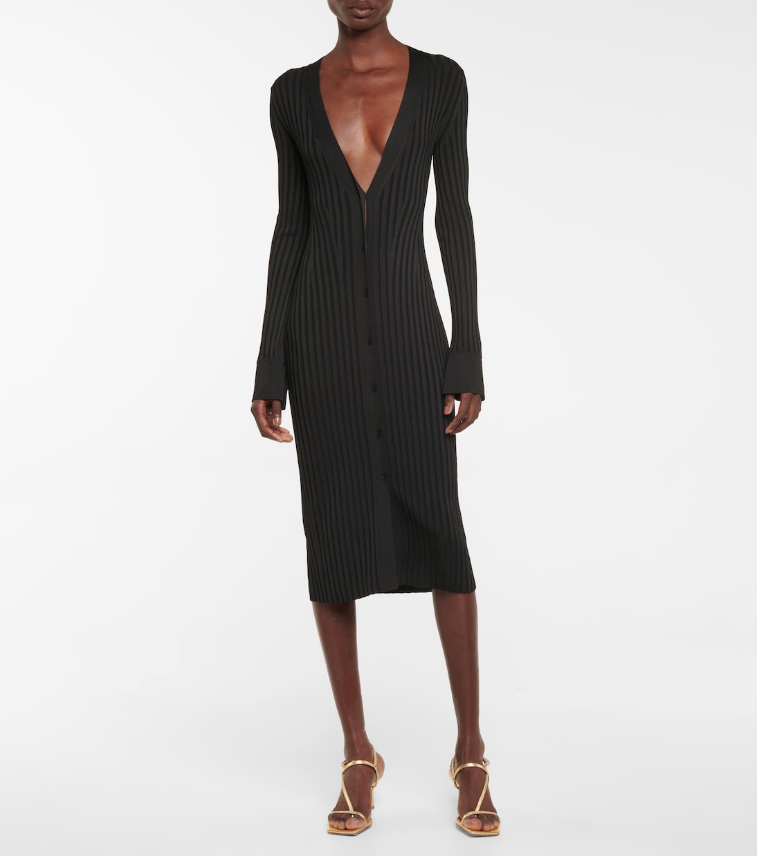 Ribbed button-down midi dress | Galvan