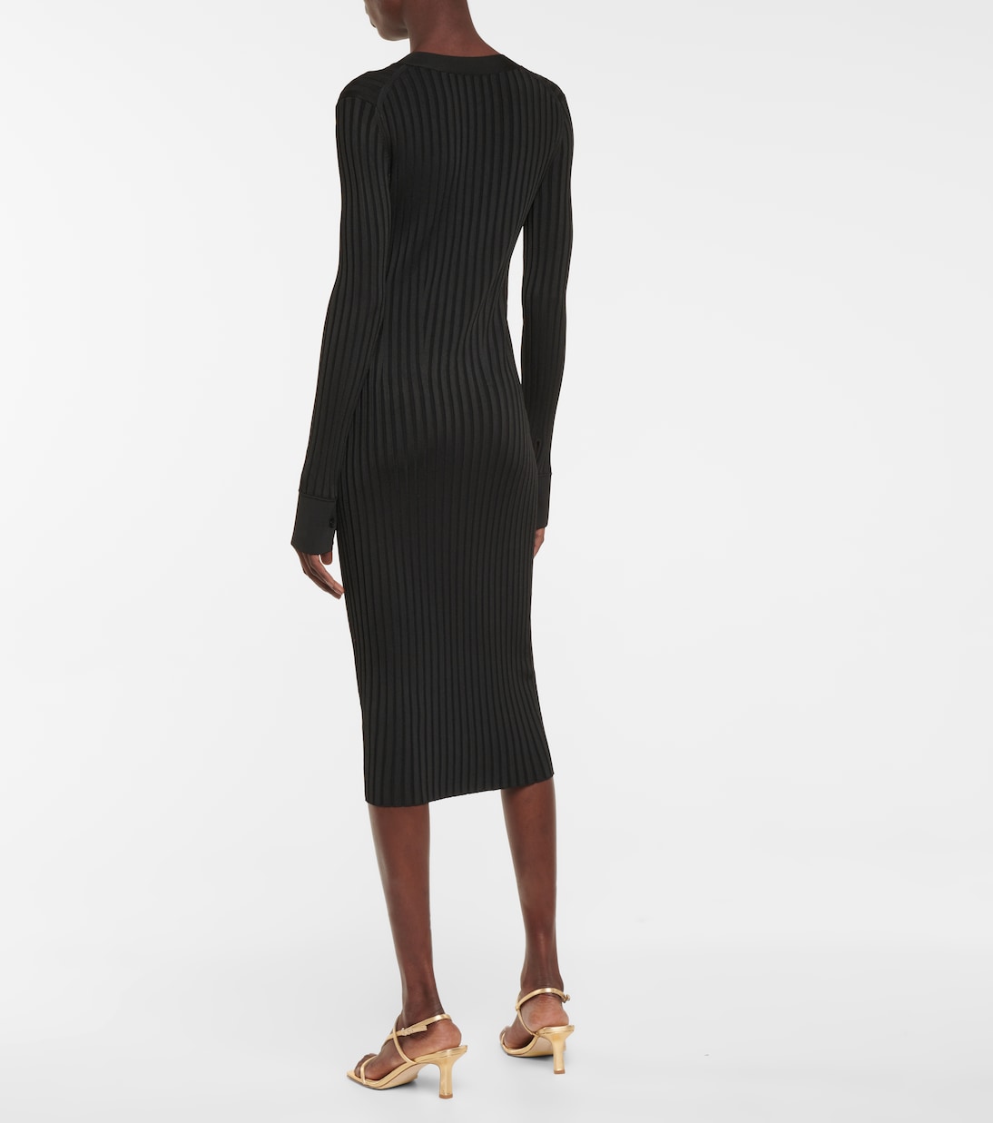 Ribbed button-down midi dress | Galvan